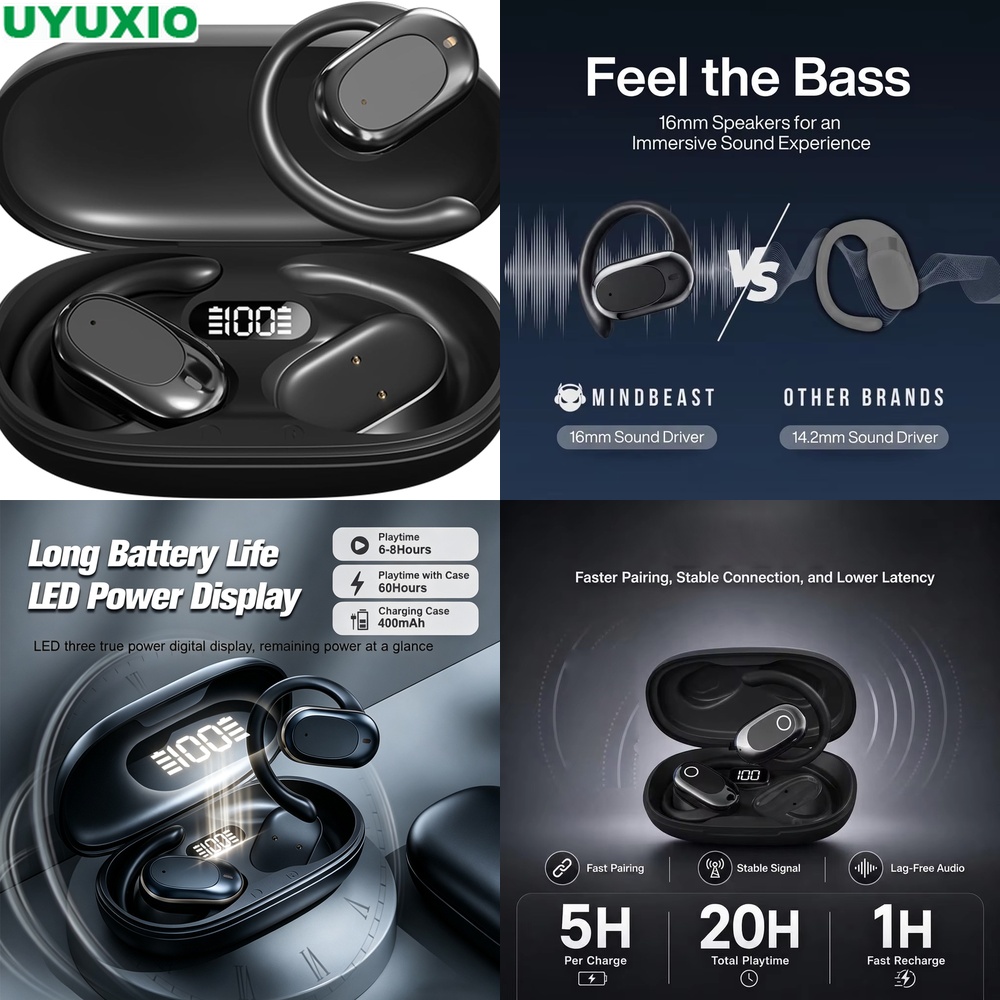 Bone Conduction Running Headphones - Casques audio à oreilles ouvertes et