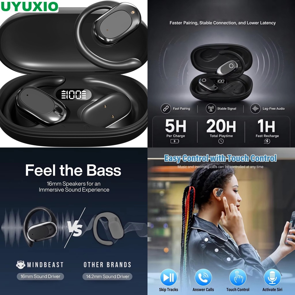 Bone Conduction Running Headphones - Écouteurs intra-auriculaires ouverts et casques sans