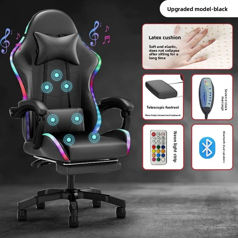 Speakers - Chaise de gaming avec éclairage Bluetooth,