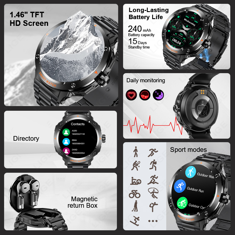 LIGE nouvelle montre intellige - Tws Earbuds Bluetooth 5.3 avis et prix