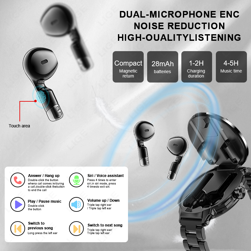 LIGE nouvelle montre intellige - Tws Earbuds Bluetooth 5.3 avis et prix